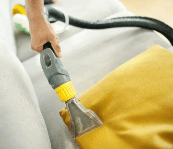 cleaning cushion with vacuum cleaner